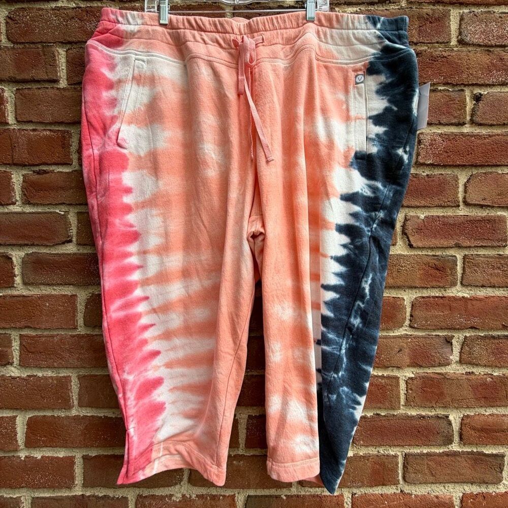 LIVI Tie Dye Elastic Waist Drawstring Capri Pants tie dye Sz 26/28 4X NEW